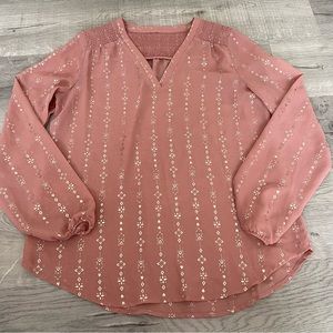 Bohemian Blush Pink Blouse - Womens - metallic detail